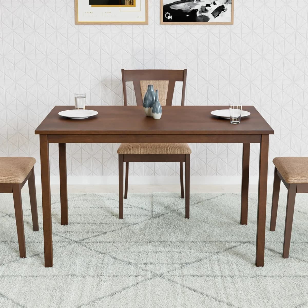 Nilkamal Jewel Four Seater Dining Table (Walnut) - Brown