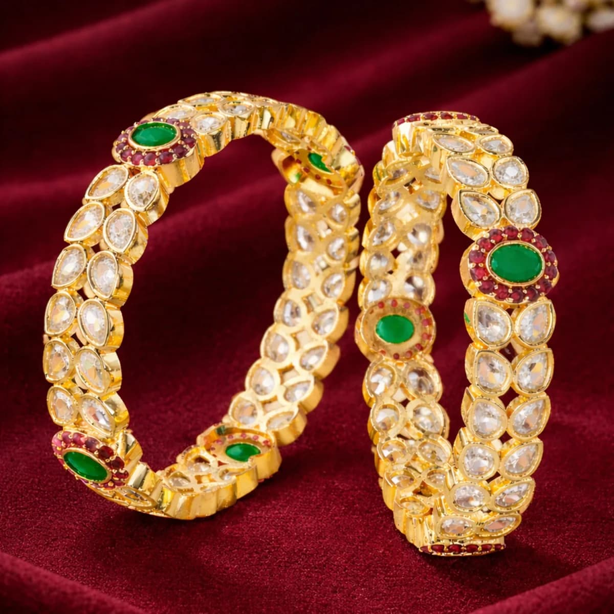 Voylla Gold Elegance Zareen Kundan Bangles - 2-4