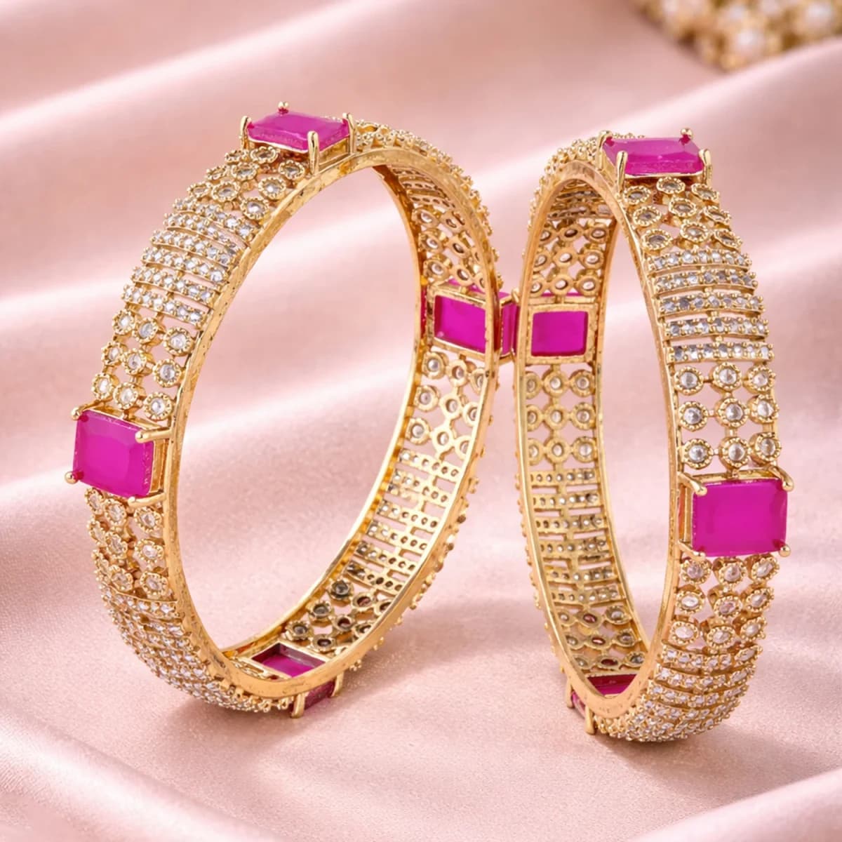 Voylla Sparkling Elegance Noorika CZ Statement Bangles - 2-6
