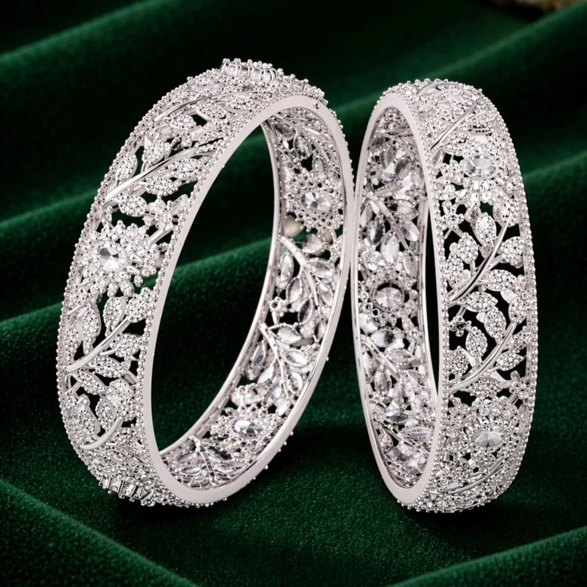 Voylla Sparkling Elegance Elira CZ Statement Bangles - 2-4