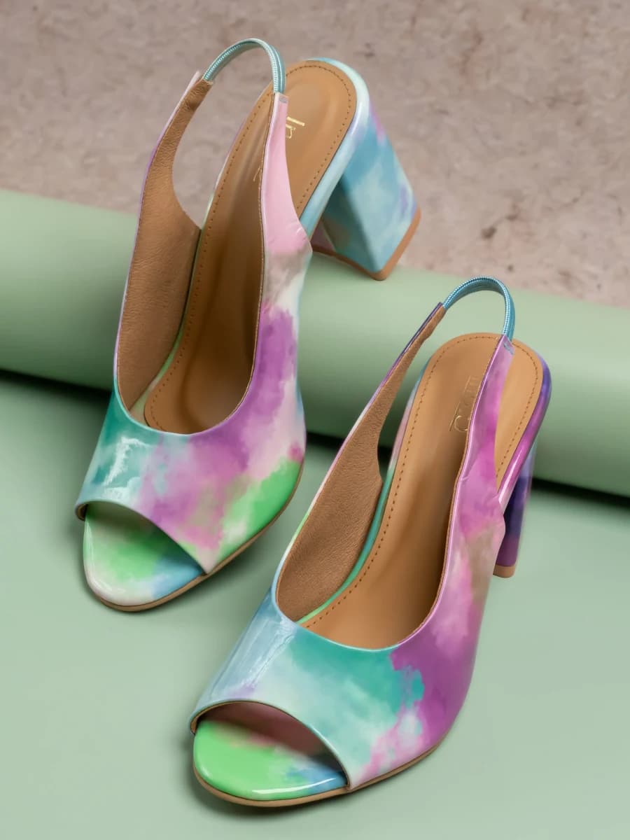 Inc.5 Women Blue Printed Peep Toes Block Heels - 39 / BLUE / Synthetic