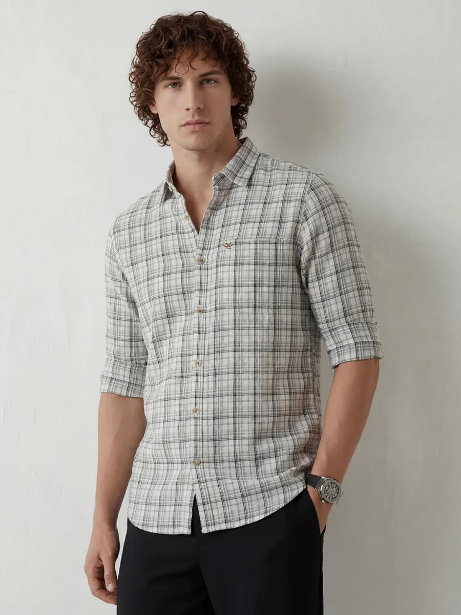 WROGN Classic Regular Fit Checkered Shirt | White - White / M